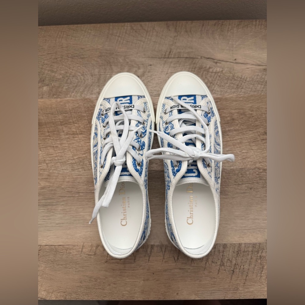 Dior Blue and White Walk’N’Dior Toile de Jouy Sneakers - 37.5 - Picture 8 of 9
